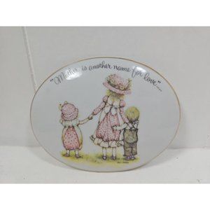 Holly Hobbie 1973 Porcelain Plaque Mother is Another Name for Love Japan Vintage